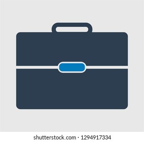 Briefcase Icon on gray background. Flat style vector EPS.