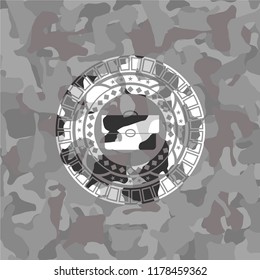 briefcase icon on grey camo pattern