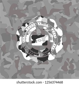 briefcase icon on grey camo pattern