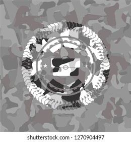 briefcase icon on grey camo pattern