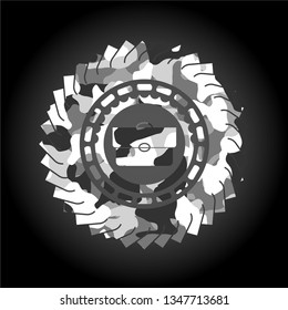 briefcase icon on grey camo texture