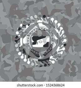 briefcase icon on grey camo pattern