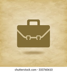 Briefcase icon on grunge background flat design - vector illustration
