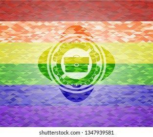 briefcase icon on mosaic background with the colors of the LGBT flag