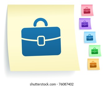 Briefcase Icon on Post It Note Paper Collection Original Illustration