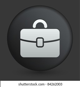 Briefcase Icon on Round Black Button Collection Original Illustration