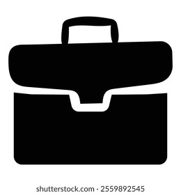 Briefcase icon on a white background embodies professionalism and sophistication. Its minimalist design makes it ideal for business applications, conveying organization and readiness.