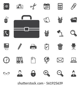 briefcase icon on the white background. Office set of icons