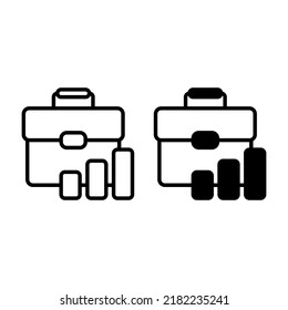 briefcase icon with outline and solid line style. Suitable for website design, logo, app and ui.