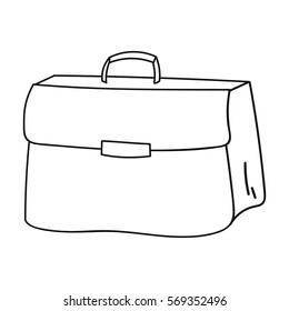Briefcase icon in outline style isolated on white background. Conference and negetiations symbol stock vector illustration.