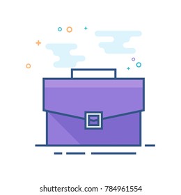 Briefcase icon in outlined flat color style. Vector illustration.