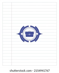 Schreibkasten-Symbol-Stift zeichnen. Blaue Tinte. Vektorgrafik. Detaillierte Angaben. 