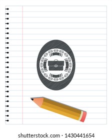 briefcase icon pencil effect. Vector Illustration. Detailed.