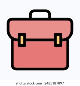 Briefcase Icon, Portfolio, Office Bag, Vector Icon. Isolated Lineal Color Vector Icon.