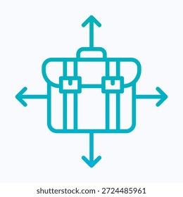 Aktenkoffer-Symbol, Portfoliozeichen, Farbverlauf-Liniensymbol.