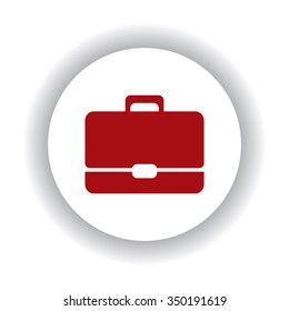 Briefcase icon, red isolated white background