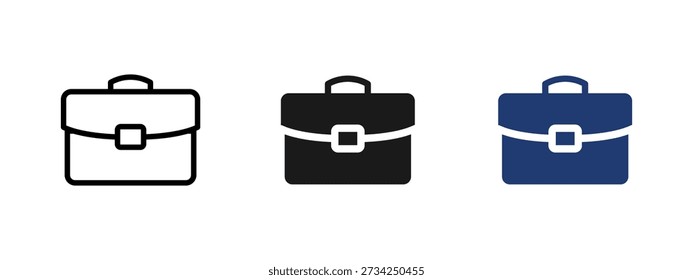 Aktenkoffer-Symbol, das Arbeit, Arbeit und Beschäftigung darstellt. Business- und professionelles Karrierekonzept für Büro, Unternehmensführung, Belegschaft und unternehmensbezogene Schnittstellen, Apps und Websites.