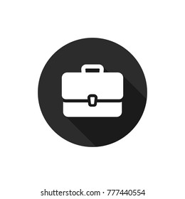 Briefcase icon in round. Vector isolated case symbol in flat style.