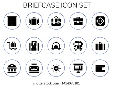 briefcase icon set. 15 filled briefcase icons.  Collection Of - Office, Luggage, Travel bag, Briefcase, Jury, Dohyo, Suitcase, Courthouse, Balance, Project, Billfold