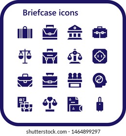 briefcase icon set. 16 filled briefcase icons.  Collection Of - Suitcase, Briefcase, Courthouse, Law, Balance, Dohyo, Case, Jury, Stationery