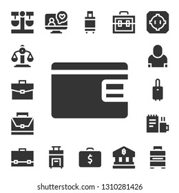 briefcase icon set. 17 filled briefcase icons.  Collection Of - Balance, Briefcase, Billfold, Salesman, Suitcase, Work, Videocall, Bank, Dohyo, Baggage