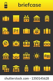 briefcase icon set. 26 filled briefcase icons.  Simple modern icons about  - Travel bag, Suitcase, Office, Case, Bank, Stationery, Portfolio, Luggage, Balance, Medical kit, Briefcase