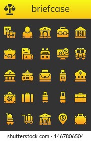 briefcase icon set. 26 filled briefcase icons.  Simple modern icons about  - Briefcase, Balance, Salesman, Courthouse, Case, Bank, Stationery, Videocall, Jury, Suitcase, Luggage