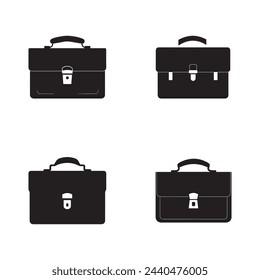 Conjunto de iconos del maletín. Iconos negros sobre fondo blanco. Ilustración de vector