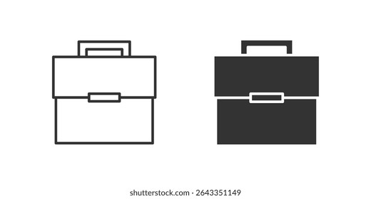 Briefcase Icon Set. A black icon of a briefcase, representing business or travel.