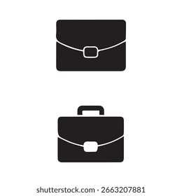 Conjunto de iconos de maletín. Símbolo negro sobre fondo blanco. Ilustración simple. Icono de Vector plano.