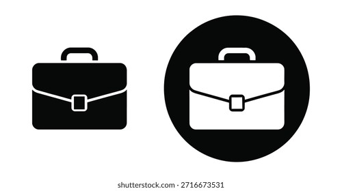 Briefcase icon set in black and white showing business, work, career and office concept with flat minimal design for apps and interfaces