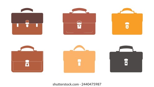 Briefcase icon set. Collection of briefcase vector icons on white background. Flat icon