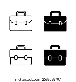 Briefcase icon set color editable on white background