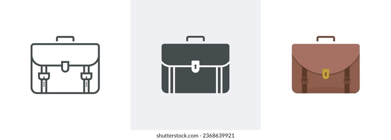 Briefcase icon set. Different briefcase set.Realistic briefcase collection Simple trendy flat style. Vector illustration