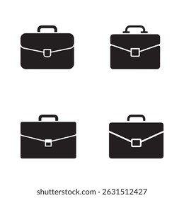 El conjunto de iconos de maletín se muestra sobre un fondo blanco. Ilustración vectorial