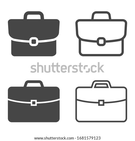 Briefcase icon. Set of Briefcase icons isolated on white background. Vector illustration. Flat and line design styles.