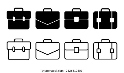 Briefcase icon set illustration. suitcase sign and symbol. luggage symbol.