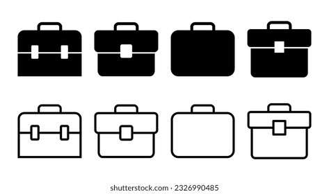 Ilustración de conjunto de iconos de maletín. símbolo y signo de maleta. símbolo del equipaje.