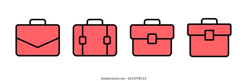 Briefcase icon set illustration. suitcase sign and symbol. luggage symbol.