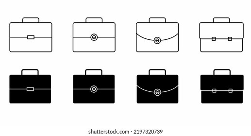 Briefcase icon set isolated on white background.portfolio symbol vector illustration