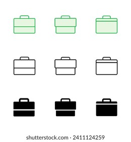 Conjunto de iconos de maletín. icono de maleta. símbolo del equipaje.
