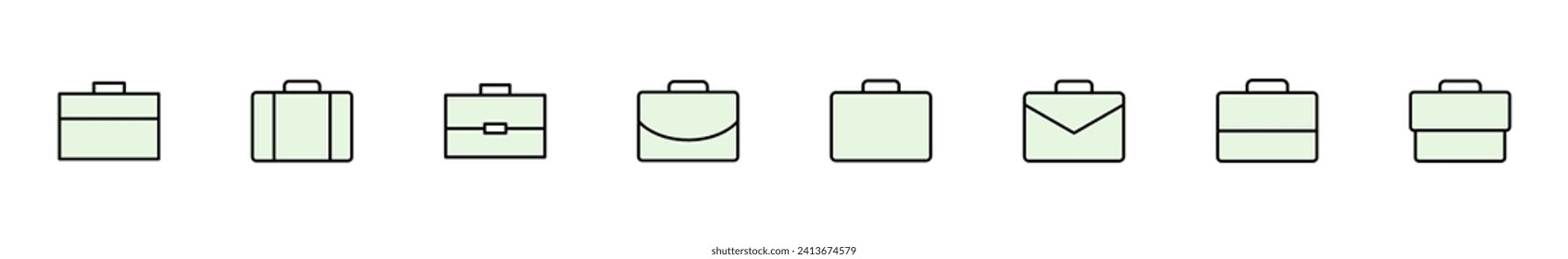 Briefkasten-Symbol-Set. Koffersymbol. Gepäcksymbol.