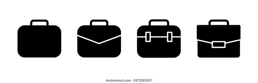 Briefcase icon set. suitcase icon. luggage symbol.