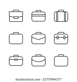 Briefcase icon set. suitcase icon. luggage symbol.