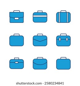Briefcase icon set. suitcase icon. luggage symbol.