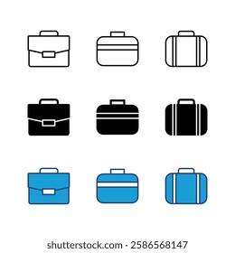Briefcase icon set. suitcase icon. luggage symbol.