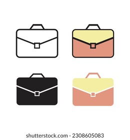 Briefcase icon set in trendy flat design.