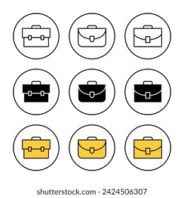 Briefcase icon set vector. suitcase sign and symbol. luggage symbol.