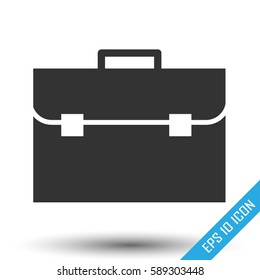 Briefcase icon. Simple flat logo of briefcase on white background. Vector illustration.