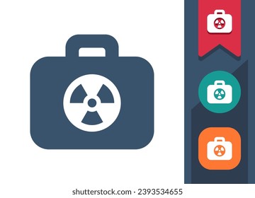 Briefcase Icon. Suitcase, Luggage, Baggage, Radioactive, Hazard, Danger. Professional, pixel perfect vector icon.